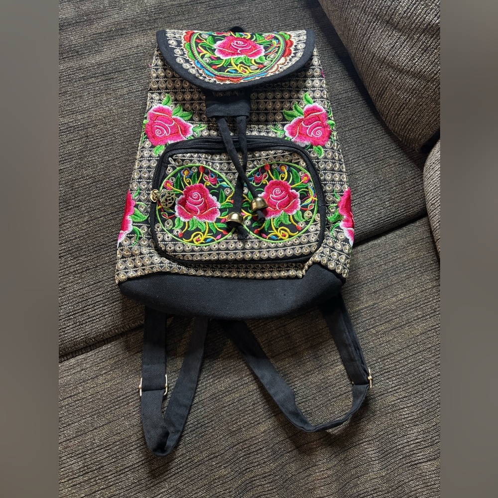 Floral Backpack Hand Woven